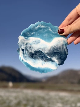 Набор:подстаканники Море Resin Art ручной работы из эпоксидной смолы .