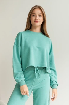 Свитшот женский Vivioji трехнитка-петля свободного кроя размер L/XL оливковый