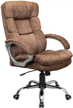 Офісне крісло керівника ManhattanDesign Хром Tilt М-1 Brown (Прогумовані колеса)