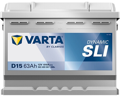 Акумулятор автомобільний Varta Dynamic SLI D15 63 А·год / 610 А 12 В (563400061)