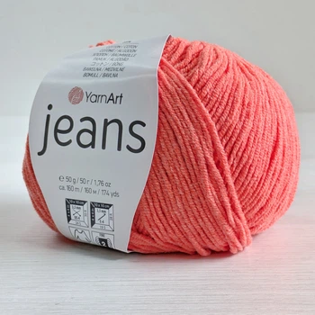 Пряжа YarnArt Jeans №61 оранжевый (коралловый) (Ярнарт джинс, полухлопок)
