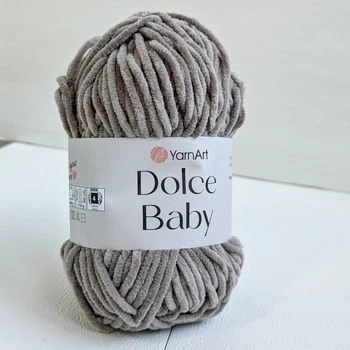 Пряжа YarnArt Dolce Baby №754 серо-коричневый (кофе с молоком), (нити плюшевые, тонкие)