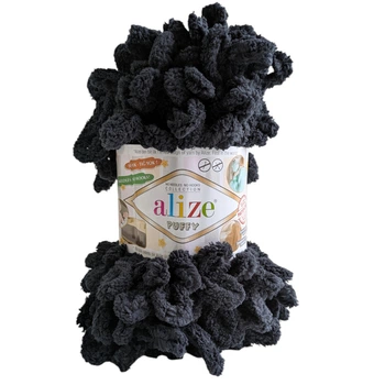 Пряжа Alize Puffy №770 чорний, для в'язання руками