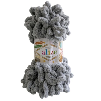Пряжа Alize Puffy №302 сірий, для в'язання руками