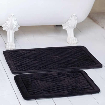 Набір килимків для ванної /туалету фланелевий Lovely Svi 2шт: 50 x 80 см + 40 x 60 x 1.5 см Чорний (191025)