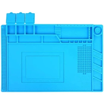 Силиконовый коврик Mechanic V51, мат термостойкий для пайки и ремонта техники, 450x300 мм, Blue