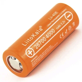 Аккумулятор LiitoKala Lii-40E, 26700, LiFePO4, 12А, 3,2В, 4000 mАh, плоский контакт, Original