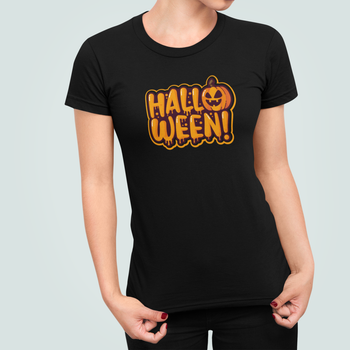 Женская футболка Stedman с принтом Хэллоуин Halloween Тыква Черный L