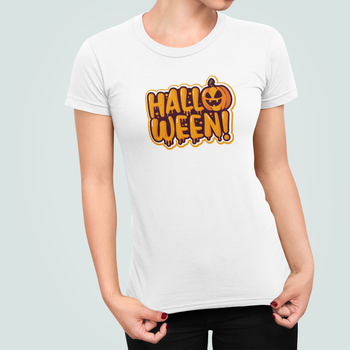 Женская футболка Stedman с принтом Хэллоуин Halloween Тыква Белый S