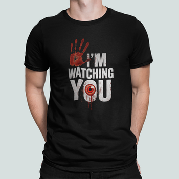 Мужская футболка Stedman с принтом I`m watching you Хэллоуин Черный XL