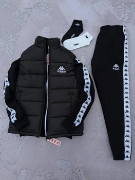 Зимовий спортивний чоловічий комплект (жилетка + костюм + шкарпетки) XL Чорний (GH-87)