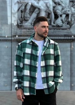 Мужская рубашка MonsterBrand теплая 5XL (60) зеленый
