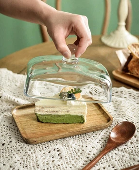 Масленка KitchenWare со стеклянной крышкой и подставкой из акации