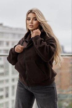 Теплая кофта худи оверсайз женская Fashion 50/52 Шоколадный