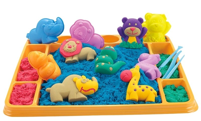 Zestaw Woopie XL ZOO Piasek kinetyczny 1.2 kg + Stolik z foremkami 8 elementów 54771 (5906280654771)