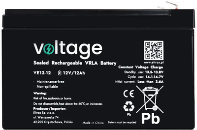 Акумуляторна батарея Voltage 12V 12Ah (VE12-12)