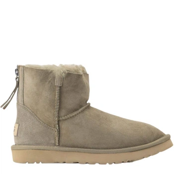 Жіночі уггі Класік Міні Хакі Замшеві Змійка UGG Zip Classic Mini Khaki Suede (38, хакі)