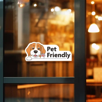 Стикер виниловая наклейка Pet Friendly с собакой Бигль