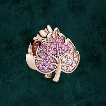 Срібна намистина "Сяючий лист" Pandora (Пандора) 788322NPMMX з покриттям 14к золотом
