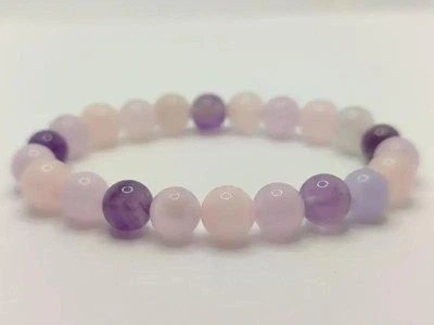 Браслет Magic Stone з кунциту, рожевого кварцу та аметисту, 8 мм, one size