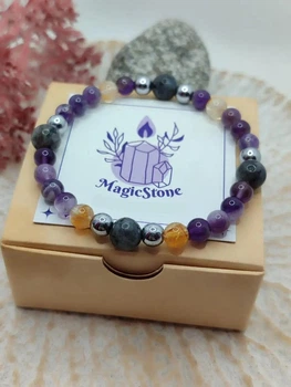 Браслет Magic Stone з аметисту, цитрину, гематиту та лабрадору, 6 мм, one size