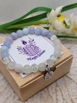 Браслет Magic Stone для Рака з аквамарину, морозного нефриту та гірського кришталю, 8 мм, one size