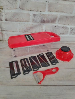 Овощерезка ручная Mandoline Slicer 8827 с контейнером для овощей и фруктов 6в1 Красный