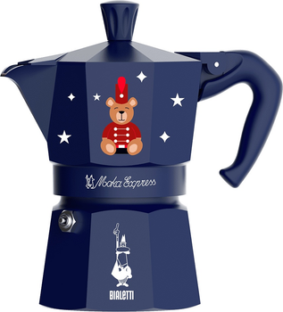 Kawiarka Bialetti Moka Express Joyful Christmas na 3 filiżanki 130 ml Nebieska (8006363077545)