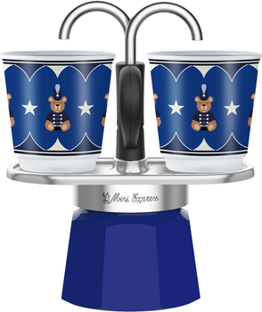 Kawiarka Bialetti Mini Express Joyful Christmas + 2 filiżanki 90 ml Niebieska (8006363094894)