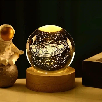 Нічник світильник 3D Кришталева куля Д6 Космос Сонячна система 13404 4999306