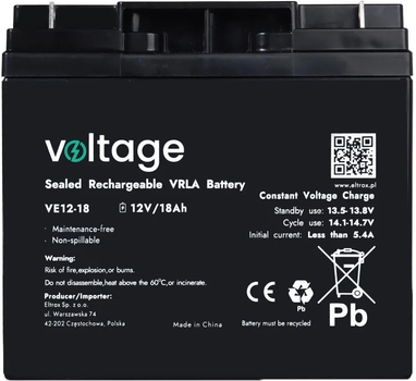 Akumulator AGM Voltage 12V 18Ah (VE12-18)
