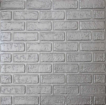 Самоклеюча декоративна 3D панель цегла деко срібна700x700x5 мм (3603-5)