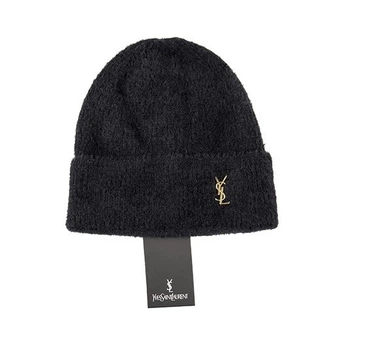 Шапка с принтом Yves Saint Laurent женская черная (sh115)