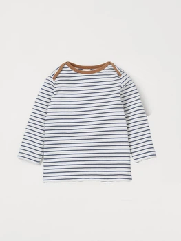 Лонгслив H&M 104см бело синий полоска 2010883475