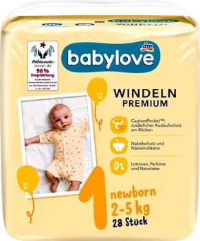 Подгузники Babylove premium 1 (2-5кг) 28шт
