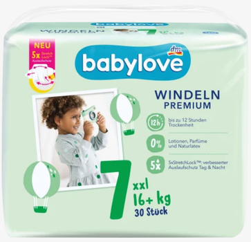 Подгузники Babylove premium 7 (16+кг) 30шт