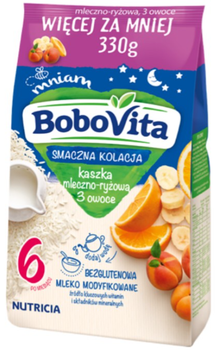 Каша Bobovita молочная рисовая апельсин-банан-абрикос с 6 месяцев, 330 г