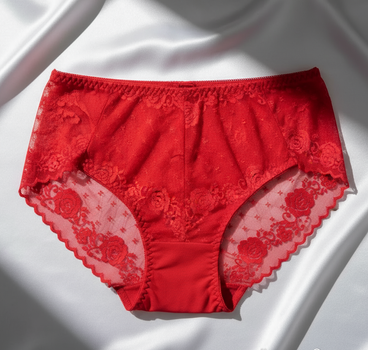 Женские трусики Finella 2XL-ОБ-108-112 красные слип высокие хлопок с кружевом.(WNMV83293X)