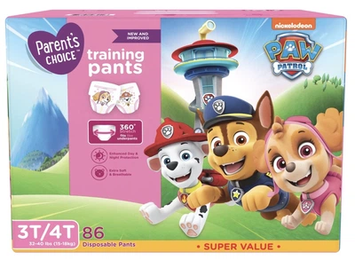 Підгузки-трусики Walmart Parents Choice щенячий патруль (15-18кг) 86шт рожеві