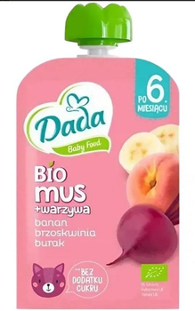 Пюре Dada Bio mus банан-персик-свекла с 6 месяцев, 100 г