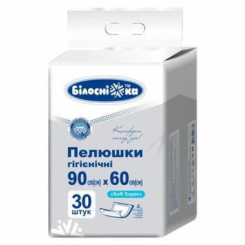 Одноразовые пеленки Белоснежка Soft Super (90х60 см) 30 шт.