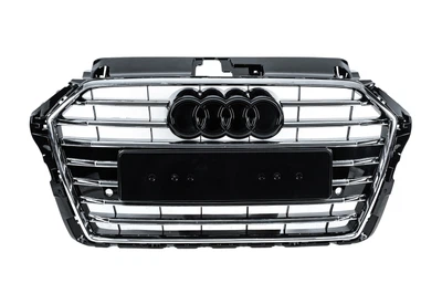 Передня решітка S-style (2016-2020, чорний з хромом) для Ауді A3 рр