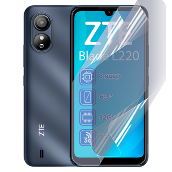 Плёнка гидрогелевая для ZTE Blade L220 глянцевая противоударная прозрачная