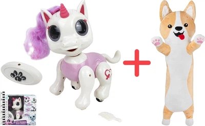 Набір іграшок Інтерактивна Maya Toys Єдиноріжка + М'яконабивна Inka Toys Коргі лежебока (6902241800675/4820266221225)