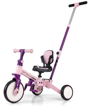 Rowerek trójkołowy Milly Mally Optimus Max Denim 5w1 różowy 6267 (5907090700269)