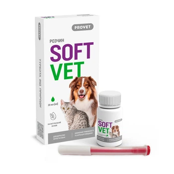Фитокомплекс Provet SOFTVET антистрессовое действие и коррекция поведения для взрослых кошек и собак 20 мл