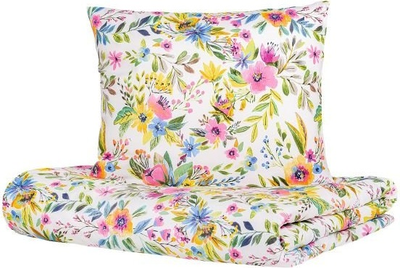 Komplet pościeli Homla Floral Essentials Poszewka na pościel 160 x 200 cm + 2 poszewki na poduszki 70 x 80 cm z mikrofibry w kwiatki Biały (5906496742804)