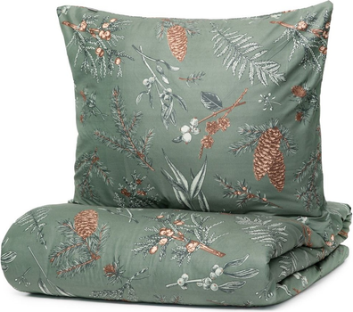 Komplet pościeli Homla Foret Poszewka na pościel 220 x 200 cm + 2 poszewki na poduszki 70 x 80 cm z mikrofibry w szyszki Zielony (5904183852546)