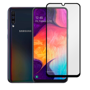 Защитное стекло для телефона Samsung Galaxy A50 (SM-A505F) противоударное полноэкранное черное
