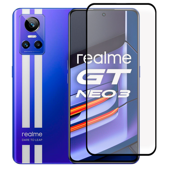 Защитное стекло для телефона Realme GT Neo 3 противоударное полноэкранное черное